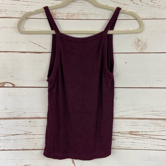 Dont Ask Why One Size Maroon Ribbed Basic Camisole Tank Top - Picture 4 of 5